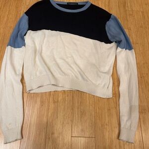 Brandy Melville Black and Blue Crew Neck Sweater